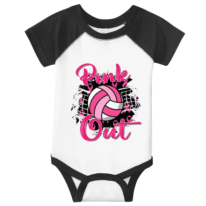 P.I.N.K. Out Breast Cancer Awareness Volleyball Infant Baby Jersey Bodysuit