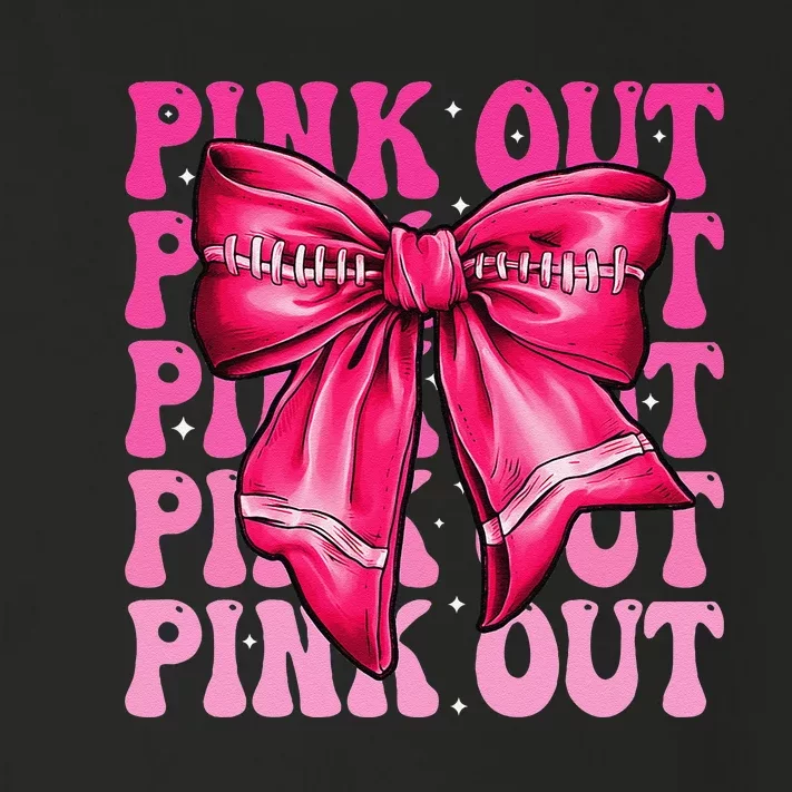 P.Ink Out Breast Cancer Football Coquette Bow Mom Gift Toddler Long Sleeve Shirt