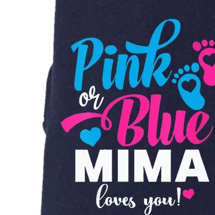 Pink Or Blue Mima Loves You Gender Reveal Baby Announcet Doggie 3-End Fleece Hoodie