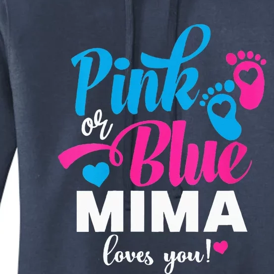 Pink Or Blue Mima Loves You Gender Reveal Baby Announcet Women's Pullover Hoodie