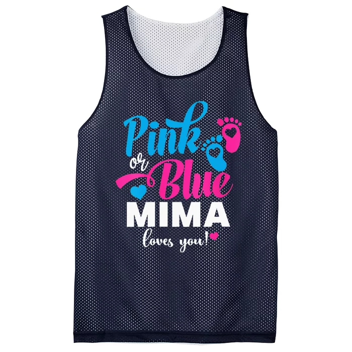 Pink Or Blue Mima Loves You Gender Reveal Baby Announcet Mesh Reversible Basketball Jersey Tank