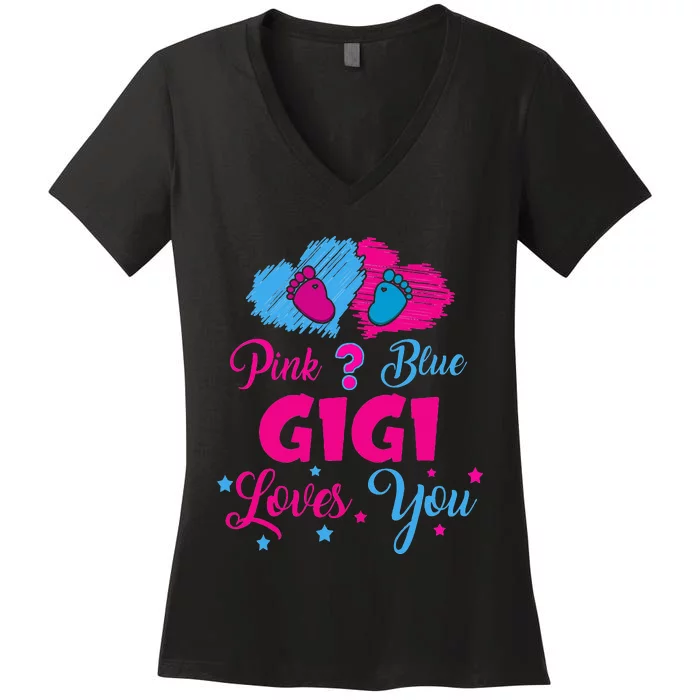 Pink Or Blue Gigi Loves You Gender Reveal Gigi Outfit Women's V-Neck T-Shirt