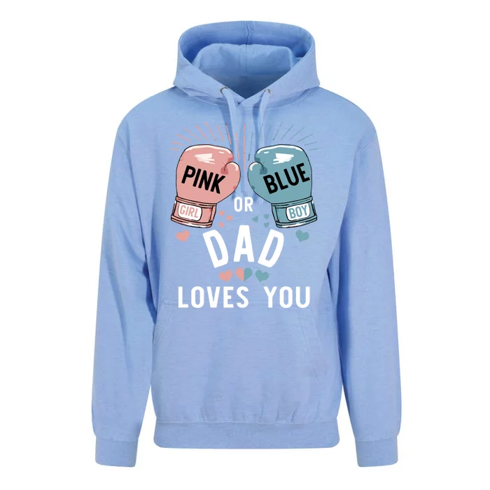 Pink Or Blue Dad Loves You Boxing Gender Reveal Party Great Gift Unisex Surf Hoodie