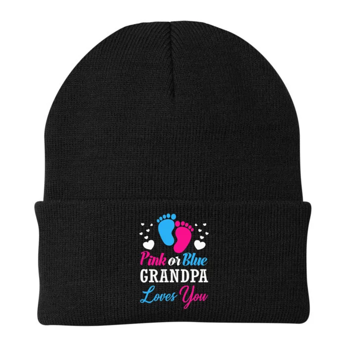 Pink Or Blue Grandpa Loves You Baby Gender Reveal Knit Cap Winter Beanie