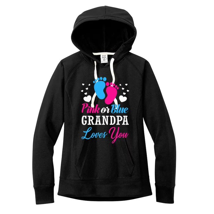 Pink Or Blue Grandpa Loves You Baby Gender Reveal Women's Fleece Hoodie