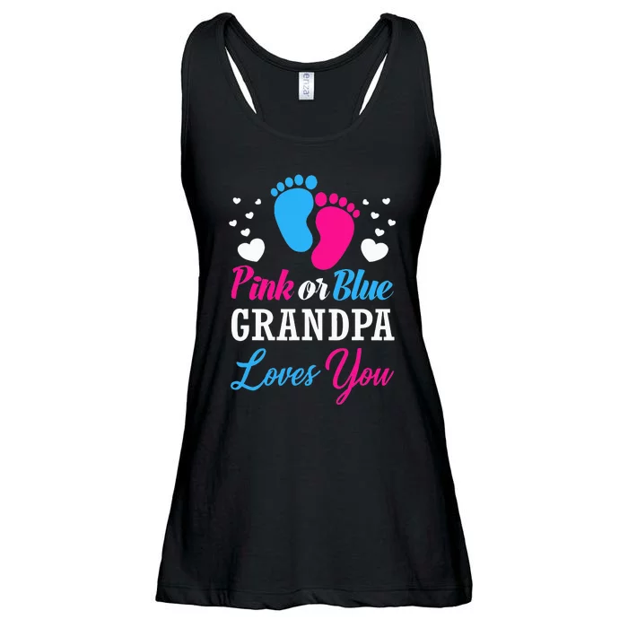 Pink Or Blue Grandpa Loves You Baby Gender Reveal Ladies Essential Flowy Tank