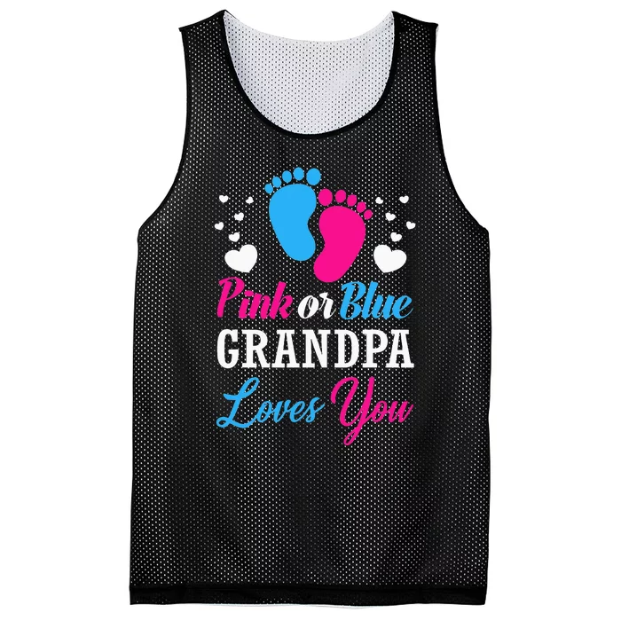 Pink Or Blue Grandpa Loves You Baby Gender Reveal Mesh Reversible Basketball Jersey Tank