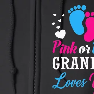 Pink Or Blue Grandpa Loves You Baby Gender Reveal Full Zip Hoodie