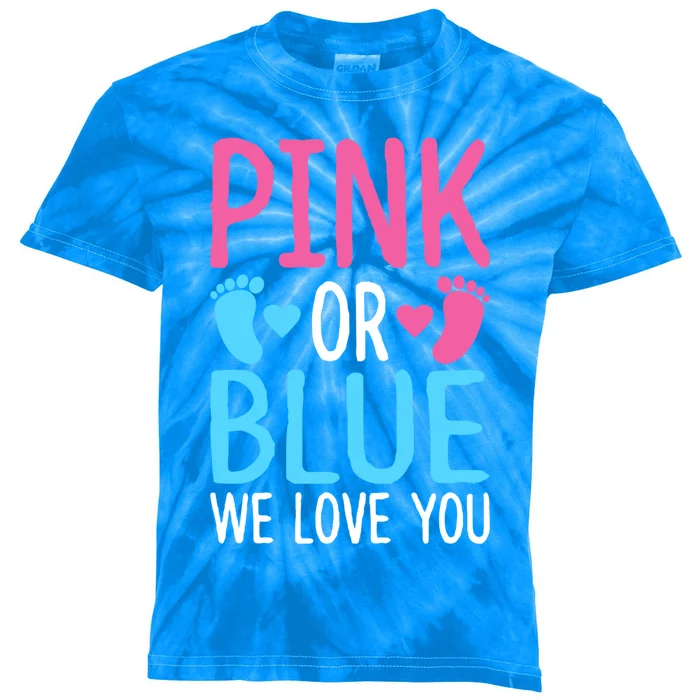 Pink Or Blue We Love You Boy Or Girl Gender Announcement Meaningful Gift Kids Tie-Dye T-Shirt