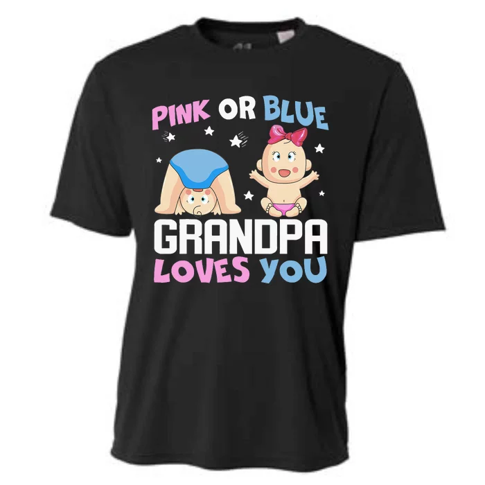 Pink Or Blue Grandpa Loves You Baby Gender Reveal Cooling Performance Crew T-Shirt