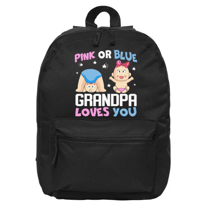 Pink Or Blue Grandpa Loves You Baby Gender Reveal 16 in Basic Backpack