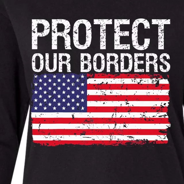 Protect Our Borders Law Enforcement Legal Immigration Womens Cotton Relaxed Long Sleeve T-Shirt