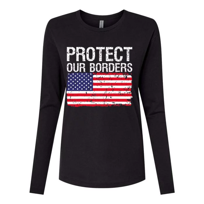 Protect Our Borders Law Enforcement Legal Immigration Womens Cotton Relaxed Long Sleeve T-Shirt