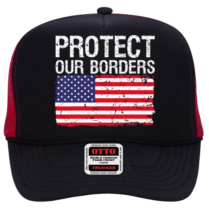 Protect Our Borders Law Enforcement Legal Immigration High Crown Mesh Trucker Hat