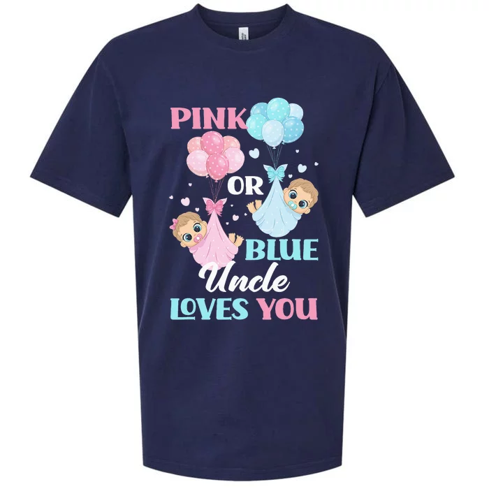 Pink Or Blue Uncle Loves You Uncle Gender Reveal Party Sueded Cloud Jersey T-Shirt