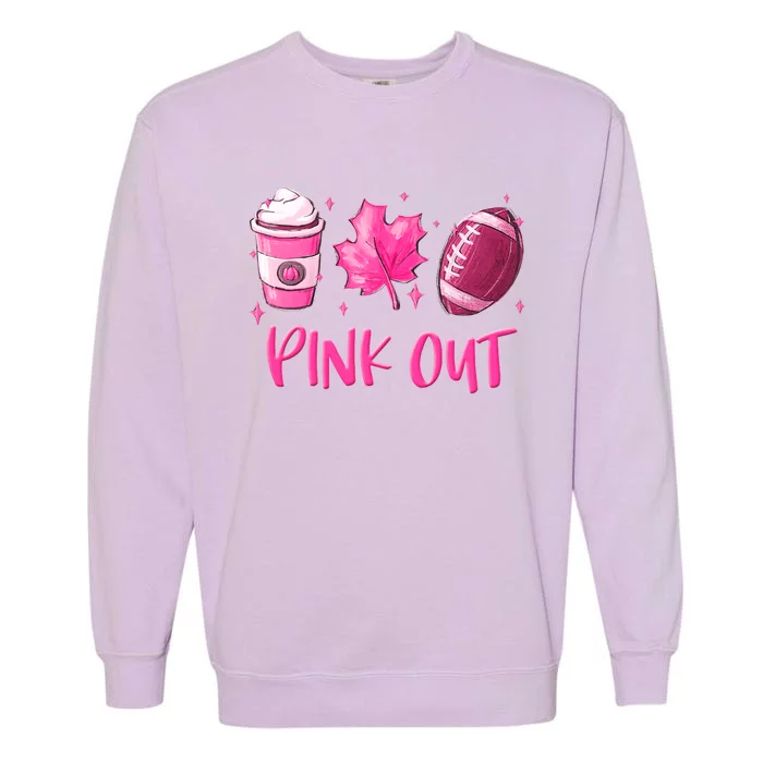 Pink Out Breast Cancer Awareness Day Pumpkin Spice Football Gift Garment-Dyed Sweatshirt