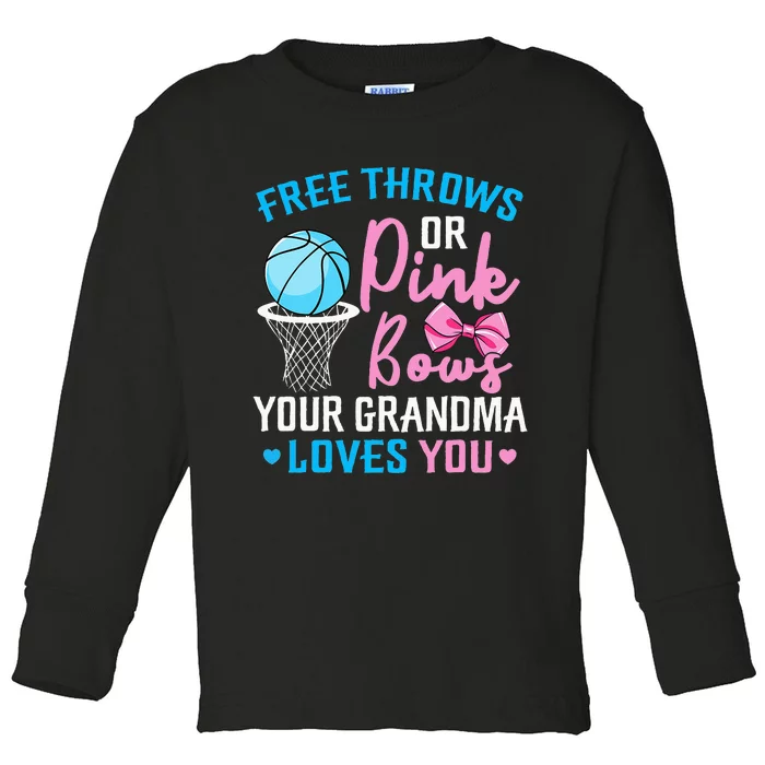 Pink or Blue Grandma Loves You Gender Reveal Mommy Toddler Long Sleeve Shirt