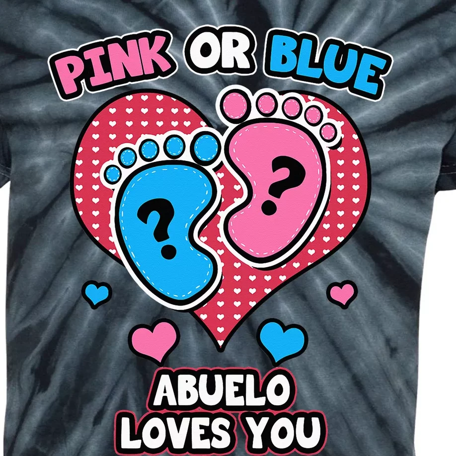 Pink Or Blue Abuelo Loves You Gender Reveal Announcement Kids Tie-Dye T-Shirt