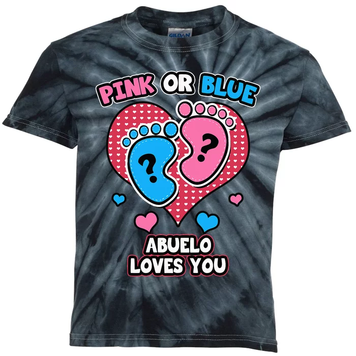 Pink Or Blue Abuelo Loves You Gender Reveal Announcement Kids Tie-Dye T-Shirt