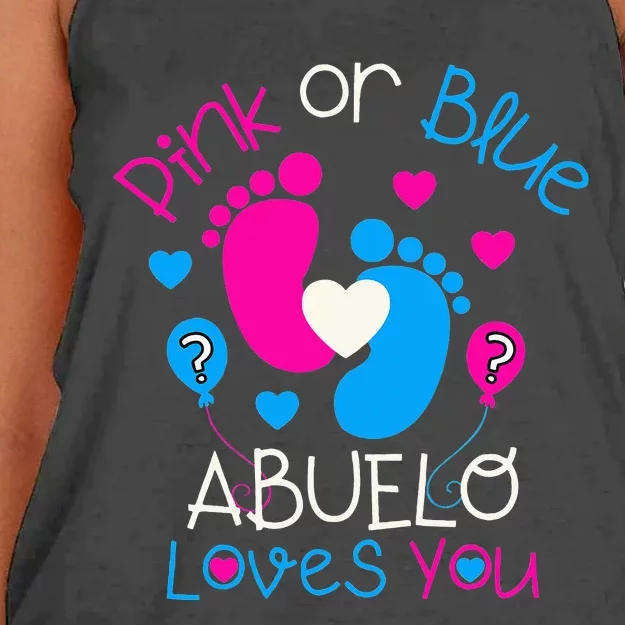 Pink Or Blue Abuelo Loves You Baby Gender Reveal Party Women's Knotted Racerback Tank