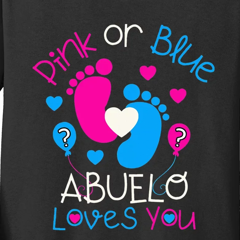 Pink Or Blue Abuelo Loves You Baby Gender Reveal Party Kids Long Sleeve Shirt