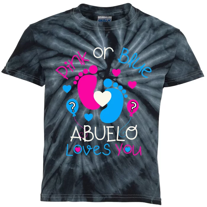 Pink Or Blue Abuelo Loves You Baby Gender Reveal Party Kids Tie-Dye T-Shirt