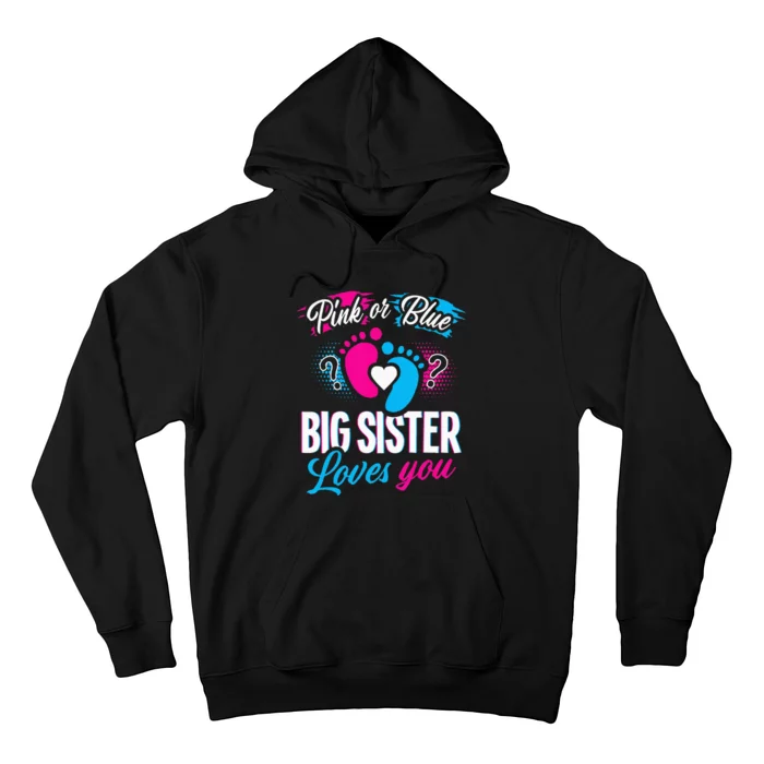 Pink Or Blue Big Sister Loves You Baby Gender Reveal Hoodie