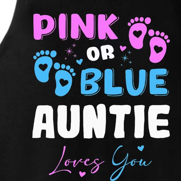 Pink or Blue Auntie Loves You Baby Gender Reveal Aunt Ladies Tri-Blend Wicking Tank