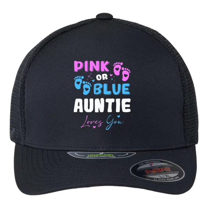 Pink or Blue Auntie Loves You Baby Gender Reveal Aunt Flexfit Unipanel Trucker Cap