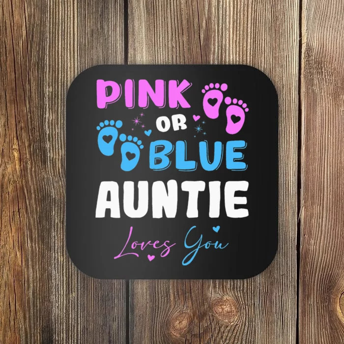 Pink or Blue Auntie Loves You Baby Gender Reveal Aunt Coaster