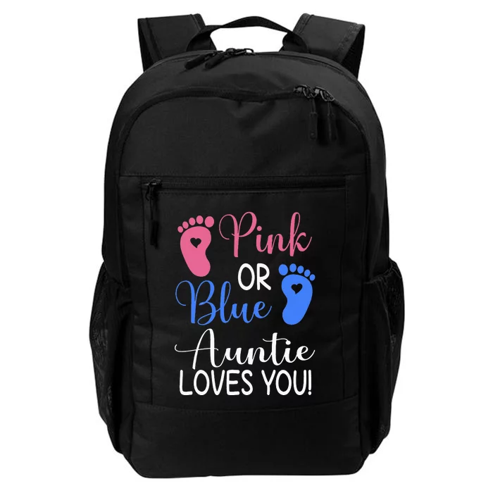 Pink or Blue Auntie Loves You Funny Gender Reveal Party Daily Commute Backpack