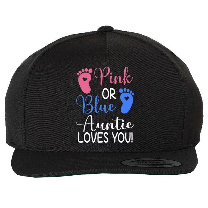 Pink or Blue Auntie Loves You Funny Gender Reveal Party Wool Snapback Cap