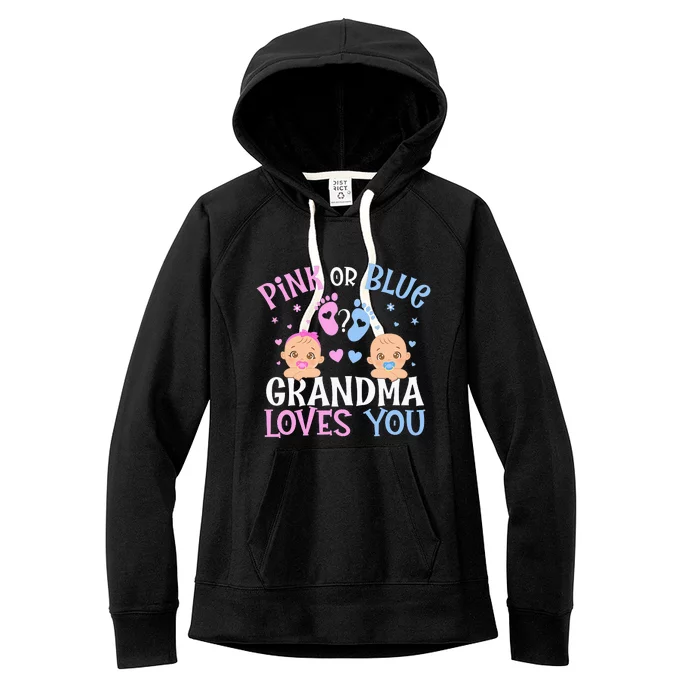 Pink Or Blue Gender Reveal Grandma Loves You Women's Fleece Hoodie