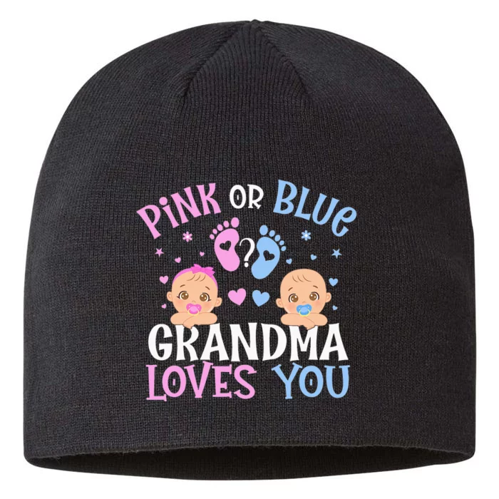 Pink Or Blue Gender Reveal Grandma Loves You 8 1/2in Sustainable Knit Beanie