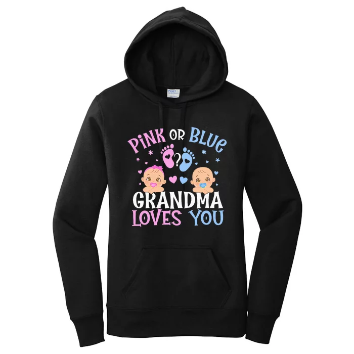 Pink Or Blue Gender Reveal Grandma Loves You Women's Pullover Hoodie