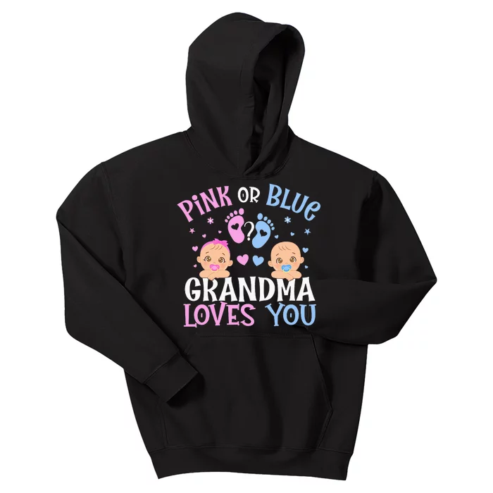 Pink Or Blue Gender Reveal Grandma Loves You Kids Hoodie