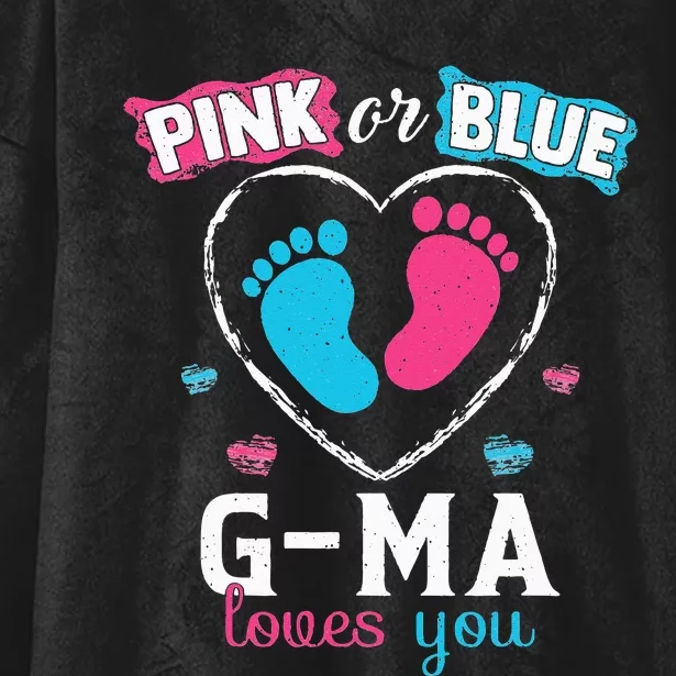 Pink Or Blue Gma Loves You Baby Gender Reveal Gma Hooded Wearable Blanket