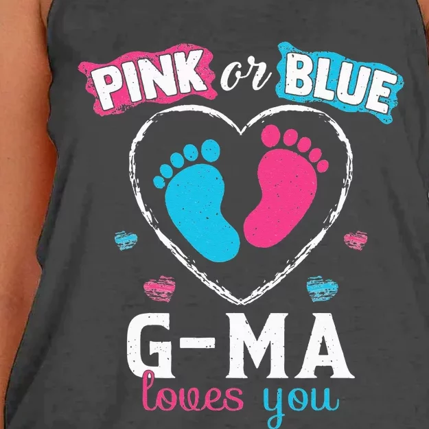 Pink Or Blue Gma Loves You Baby Gender Reveal Gma Women's Knotted Racerback Tank