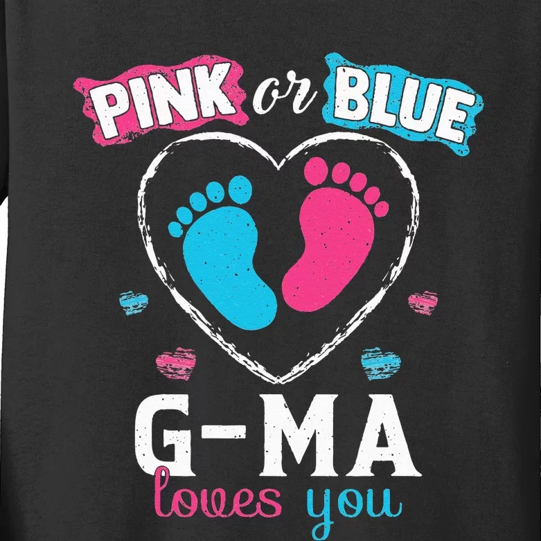 Pink Or Blue Gma Loves You Baby Gender Reveal Gma Kids Long Sleeve Shirt