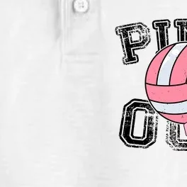 Pink Out Breast Cancer Awareness Pink Ribbon Volleyball Dry Zone Grid Performance Polo