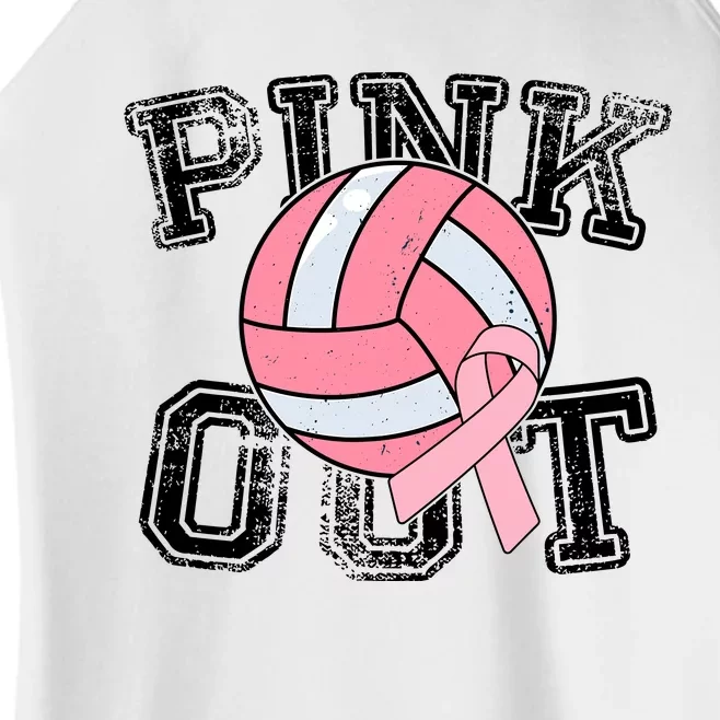 Pink Out Breast Cancer Awareness Pink Ribbon Volleyball Women’s Perfect Tri Rocker Tank