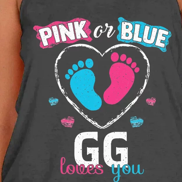 Pink Or Blue GG Loves You Baby Gender Reveal GG Women's Knotted Racerback Tank