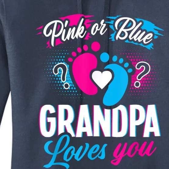 Pink Or Blue Grandpa Loves You Shirt Gender Reveal Baby Women's Pullover Hoodie