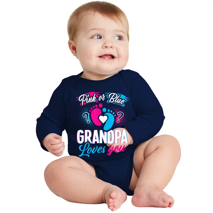 Pink Or Blue Grandpa Loves You Shirt Gender Reveal Baby Baby Long Sleeve Bodysuit