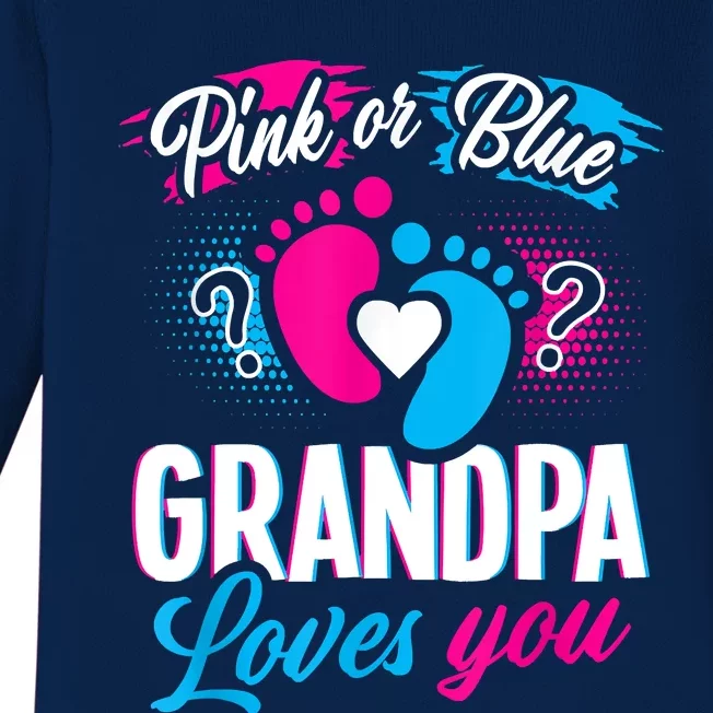 Pink Or Blue Grandpa Loves You Shirt Gender Reveal Baby Baby Long Sleeve Bodysuit