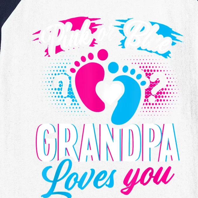 Pink Or Blue Grandpa Loves You Shirt Gender Reveal Baby Baseball Sleeve Shirt