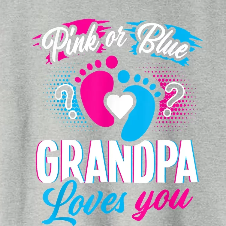 Pink Or Blue Grandpa Loves You Shirt Gender Reveal Baby Women's Crop Top Tee