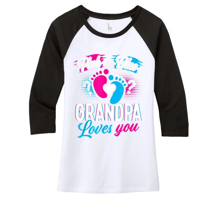 Pink Or Blue Grandpa Loves You Shirt Gender Reveal Baby Women's Tri-Blend 3/4-Sleeve Raglan Shirt