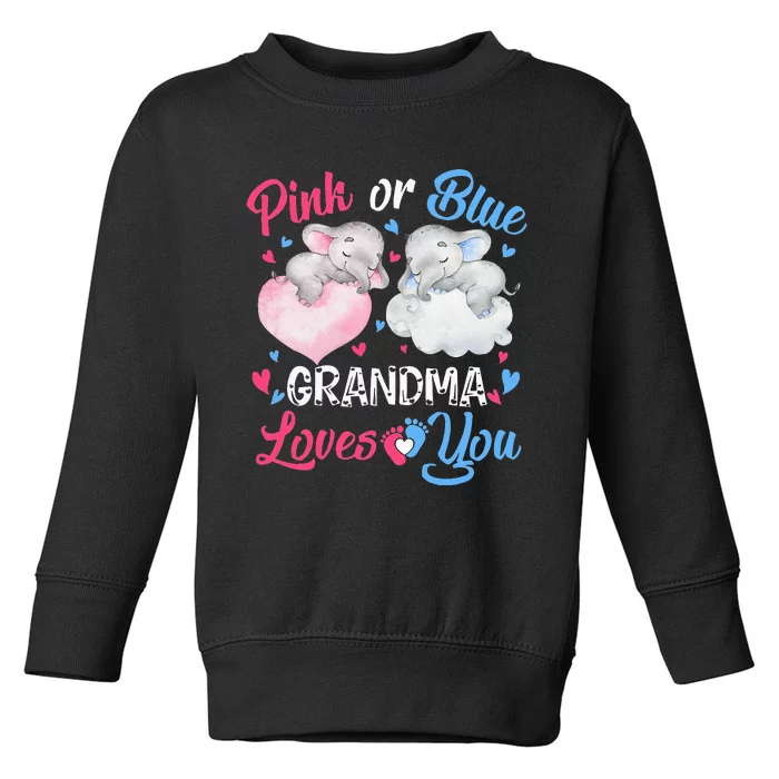 Pink Or Blue Grandma Loves You Elephants-baby Gender Reveal Toddler Sweatshirt