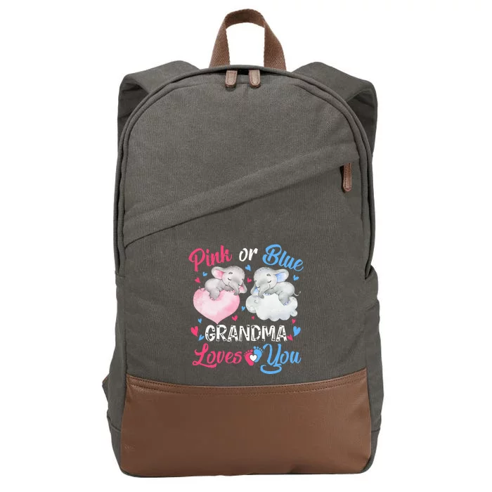 Pink Or Blue Grandma Loves You Elephants-baby Gender Reveal Cotton Canvas Backpack